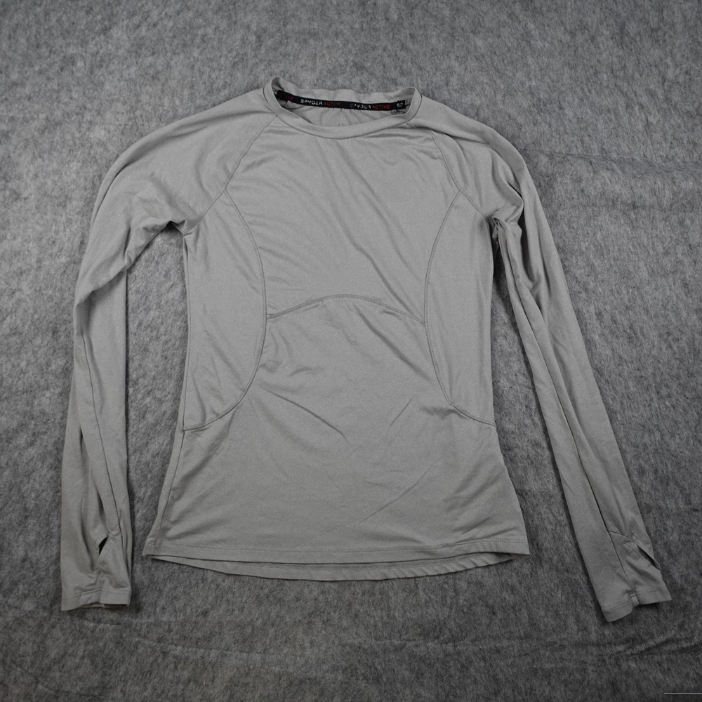 Spyder Top Women Small Gray Long Sleeve Thumbholes Activewear Base Layer Shirt